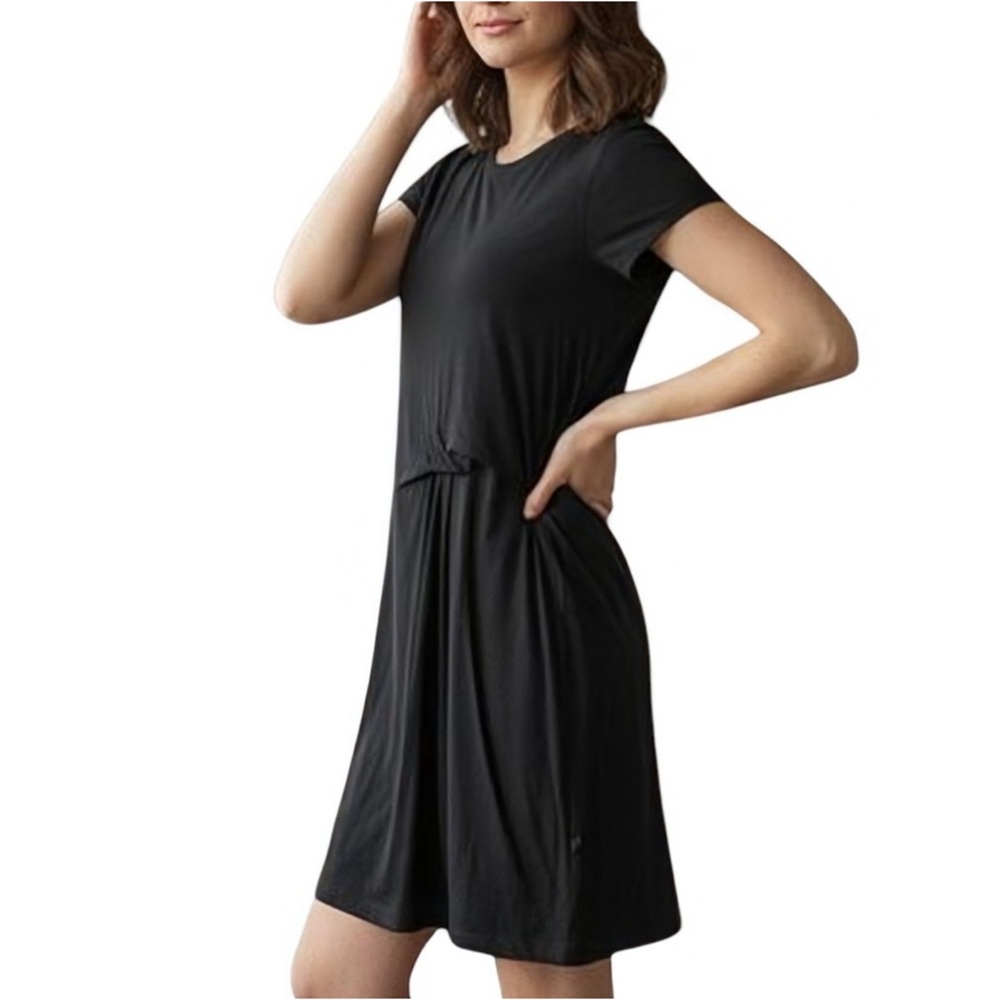 Lululemon Lab Dress Merino Wool Short Sleeves Gather Ruched Detail Women's 10